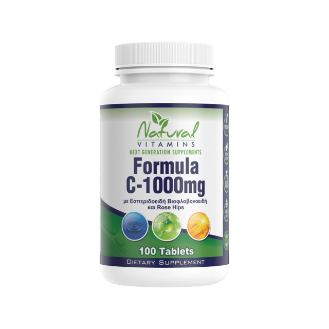 Natural Vitamins Formula C 1000mg with 530mg Bioflavonoids 100tabs