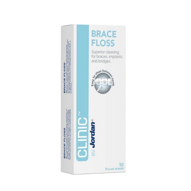 Jordan Clinic Brace Floss 50pcs (Οδοντικό Νήμα για Σιδεράκια, Γέφυρες & Εμφυτεύματα 50τεμ)