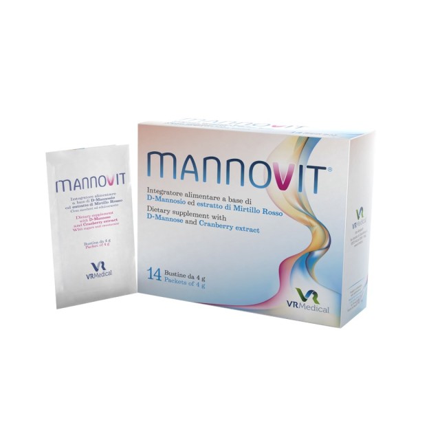 Mannovit D-Mannose & Cranberry Extract 14pcs (Συμπλήρωμα Διατροφής για την Αντιμετώπιση των Συμπτωμάτων των Ουρολοιμώξεων 14φακελ)