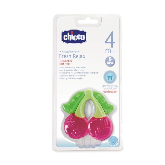 Chicco Fresh Relax Teething Ring 4m+ (Δροσιστικός Κρίκος Οδοντοφυΐας Κεράσι 4m+)