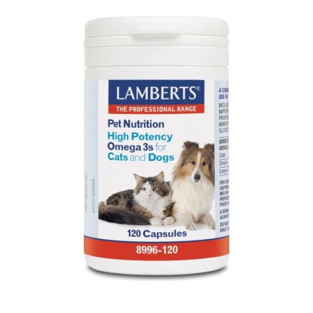 Lamberts Pet Nutrition High Potency Omega 3 for Cats & Dogs 120caps (Συμπλήρωμα Διατροφής για Σκύλους & Γάτες με Ωμέγα 3 για Λαμπερό Τρίχωμα) 