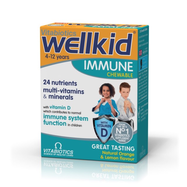 Vitabiotics Wellkid Immune 30 μασώμενα δισκία (Συμπλήρωμα Διατροφής για την Καλή Λειτουργία του Ανοσ