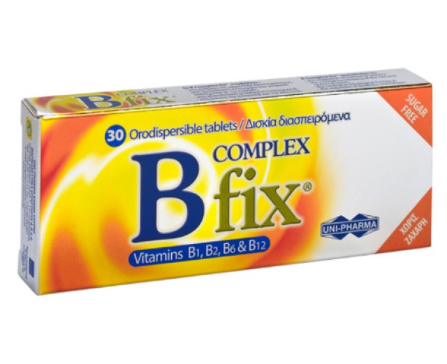 Unipharma B Complex Fix 30tabs (Συμπλήρωμα Διατροφής με Σύμπλεγμα Βιταμινών Β) 
