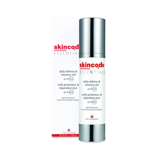 Skincode Essentials Daily Defense & Recovery Veil SPF30 50ml (Ενυδατική Κρέμα Προσώπου για Ματ Αποτέλεσμα με Αντηλιακή Προστασία)