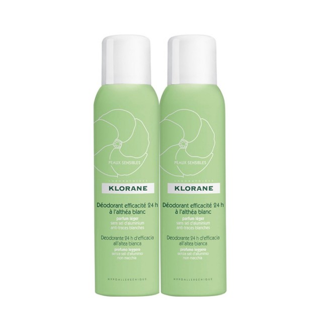Klorane Duo Deodorant Spray 2x125ml (24ωρη Αποσμητική Προστασία με Λευκή Αλθέα)