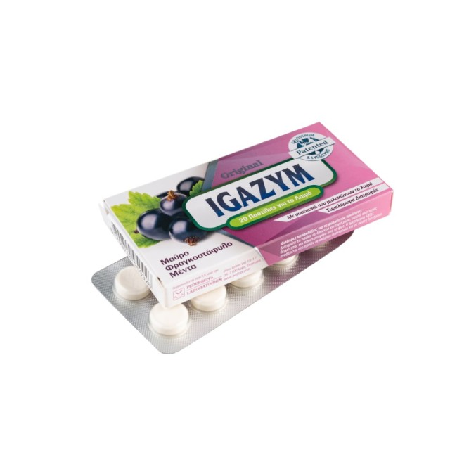 Igazym Black Currant & Mint Pastillies 20 τεμ (Καραμέλες για το Λαιμό - Γεύση Μαύρου Φραγκοστάφυλου και Μέντας)