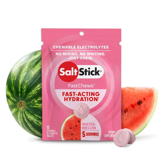 Saltstick Fastchews Fast Acting Hydration Watermelon 10tabs (Μασώμενες Ταμπλέτες για Αύξηση των Ηλεκτρολυτών του Οργανισμού)