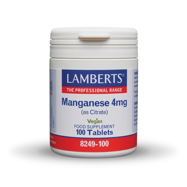 Lamberts Manganese 4mg 100tabs (Κιτρικό Μαγγάνιο Υψηλής Απορρόφησης και Βιοδιαθεσιμότητας)