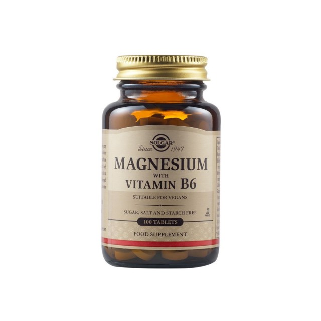 Solgar Magnesium With Vitamin B6 100tabs (Συμπλήρωμα Διατροφής με Μαγνήσιο & Βιταμίνη Β6)