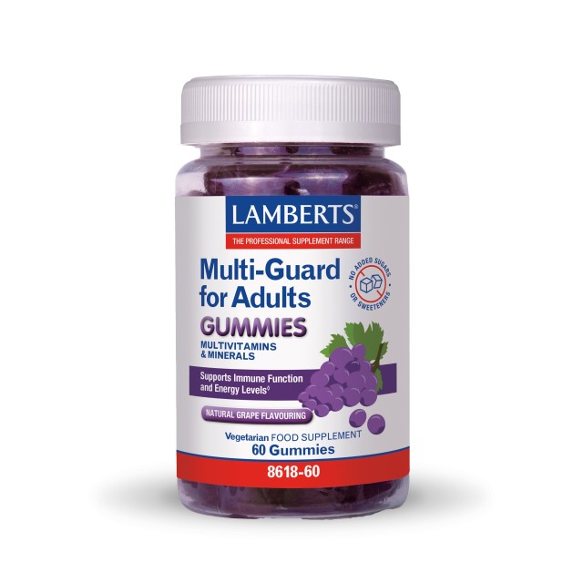 Lamberts Multi-Guard for Adults Gummies 60 ζελεδάκια (Πολυβιταμίνες Ζελεδάκι για τη Φυσιολογική Λειτουργία του Ανοσοποιητικού Συστήματος)