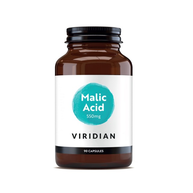 Viridian Malic Acid 550mg 90caps (Συμπλήρωμα Διατροφής με Μηλικό Οξύ για τη Φυσιολογική Αποτοξίνωση του Σώματος & τη Νεφρική Υγεία)