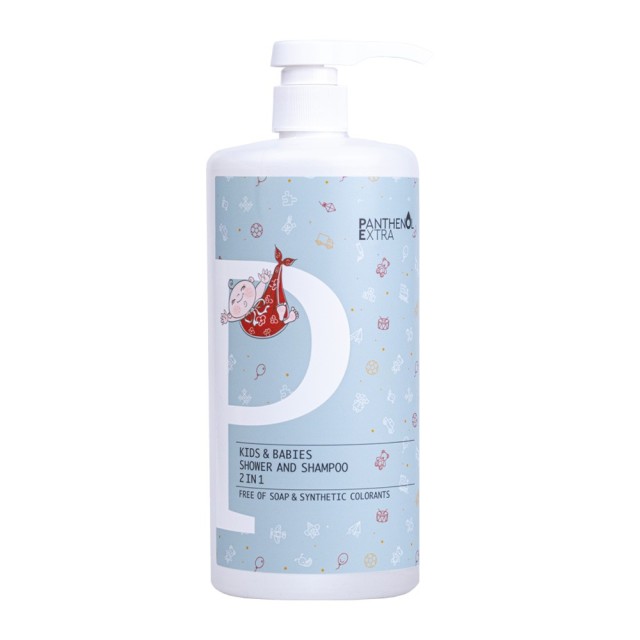 Panthenol Extra Kids & Babies Shower & Shampoo 2in1 1lt (Παιδικό & Βρεφικό Αφρόλουτρο-Σαμπουάν)