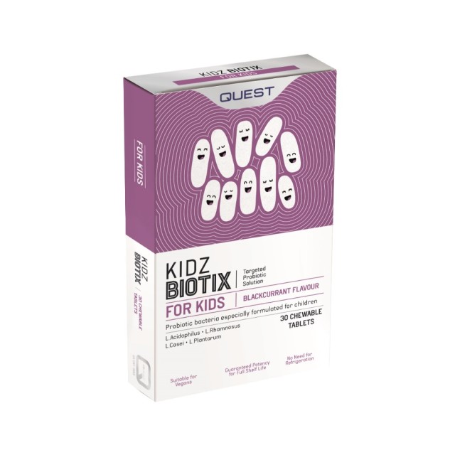 Quest Kidz Biotix 30tabs (Συμπλήρωμα Διατροφής με Προβιοτικά για την Καλή Λειτουργία του Εντέρου για Παιδιά 1 Έτους+)