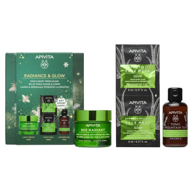 Apivita SET Radiance & Glow - Rich Texture (ΣΕΤ Περιποίησης Προσώπου & Σώματος για Λαμπερή, Νεανική & Ξεκούραστη Επιδερμίδα - Πλούσια Υφή)