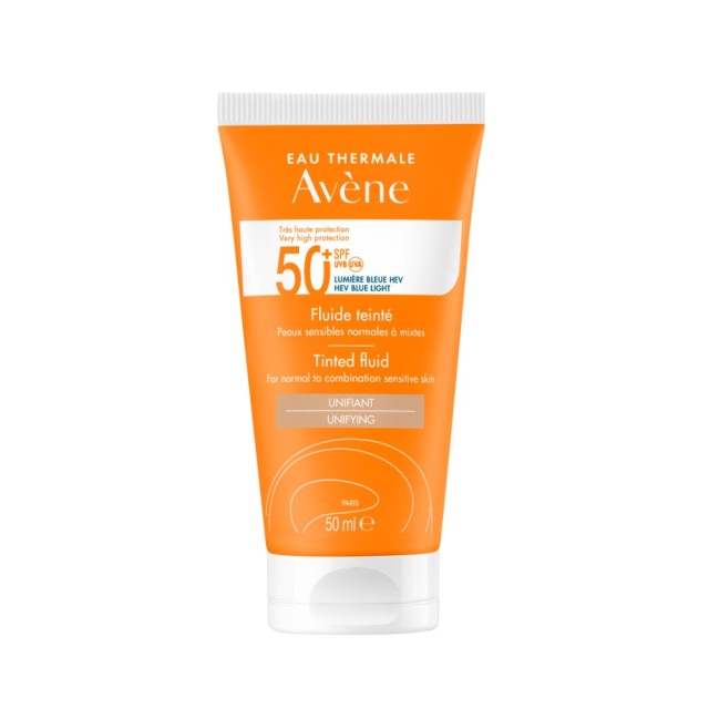 Avene Sun Care Tinted Fluid SPF50+ 50ml (Αντηλιακό Fluid Προσώπου με Χρώμα για Κανονική/Μικτή Ευαίσθητη Επιδερμίδα)