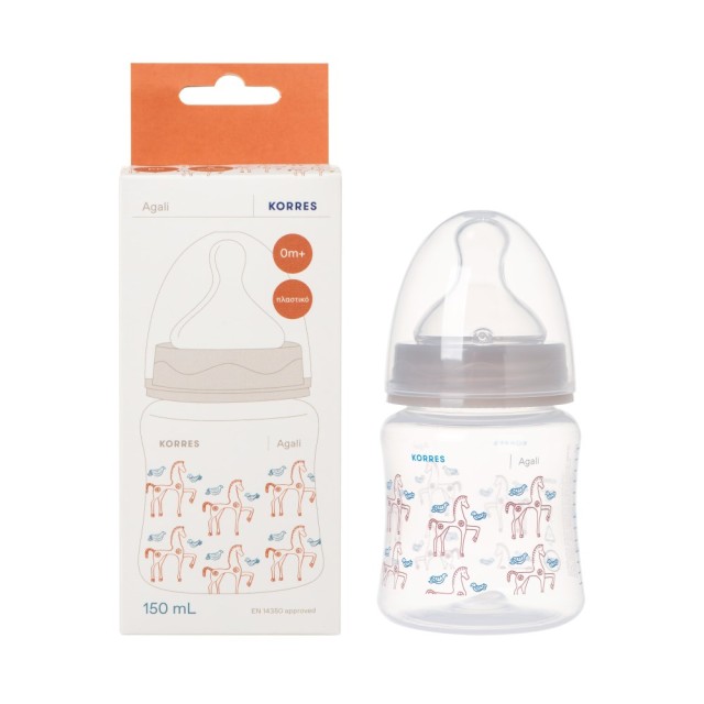 Korres Feeding Bottle 150ml 0+ (Μπιμπερό με Θηλή Σιλικόνης Αργής Ροής 0+)