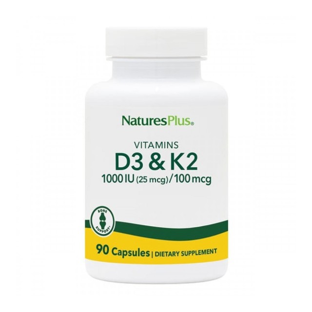 Natures Plus Vitamin D3 1000iu & Vitamin K2 100mcg 90caps (Οστεοπόρωση)