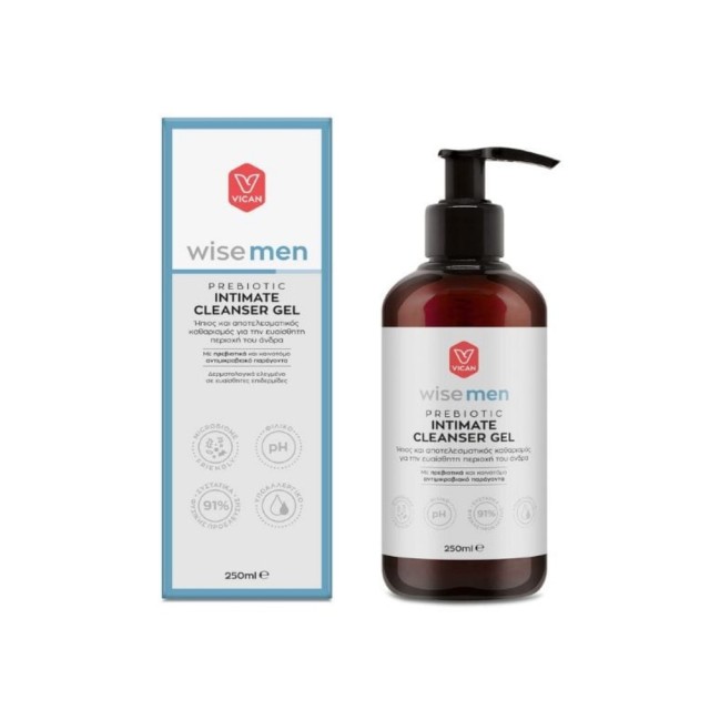Vican Wise Men Prebiotic Intimate Cleanser Gel 250ml (Τζελ Καθημερινού Καθαρισμού της Ευαίσθητης Περ