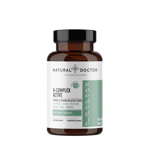 Natural Doctor B-Complex Active 60caps (Συμπλήρωμα Διατροφής Βιταμινών του Συμπλέγματος Β για τη Φυσιολογική Λειτουργία του Νευρικού Συστήματος)