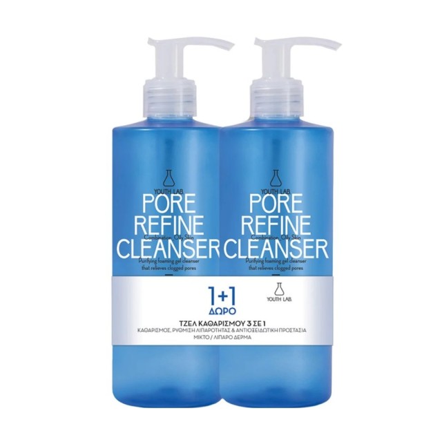 YOUTH LAB Pore Refine Cleanser Combination/Oily Skin 2x300ml (Τζελ Καθαρισμού για Κανονική/Μικτή Επιδερμίδα)