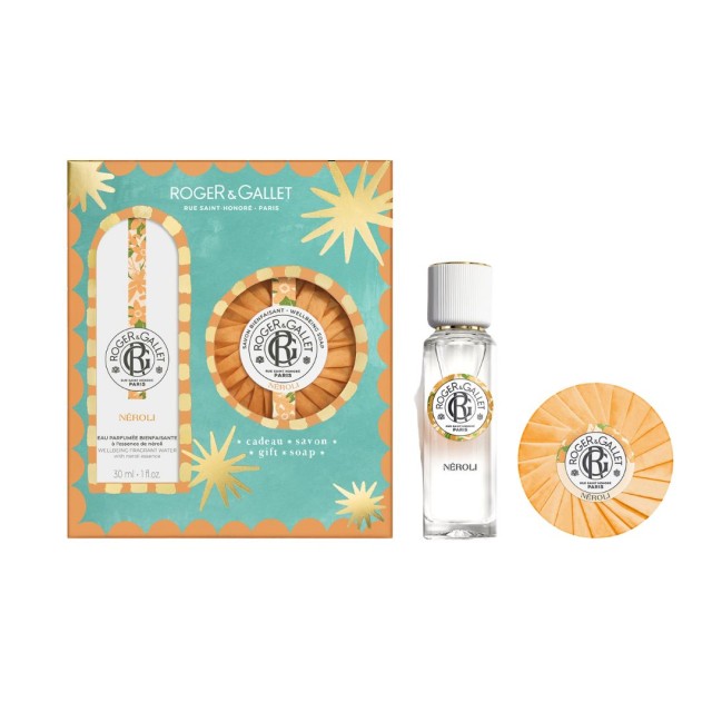 Roger & Gallet SET Neroli Wellbeing Fragrant Water 30ml & ΔΩΡΟ Wellbeing Soap 100gr (ΣΕΤ με Άρωμα & ΔΩΡΟ Αναζωογονητικό Σαπούνι Νέρολι - Άνθη Πορτοκαλιάς - Άνθος Αθανασίας)