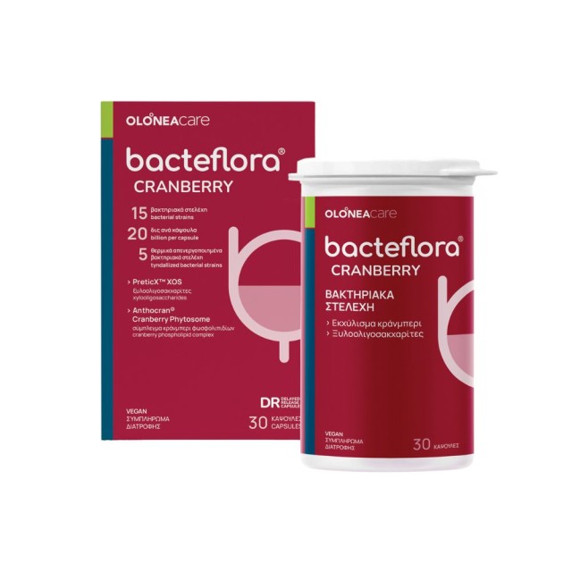 OLONEA Bacteflora Cranberry 30caps (Συμπλήρωμα Διατροφής με Κράνμπερι για την Προστασία του Ουροποιητικού Συστήματος)