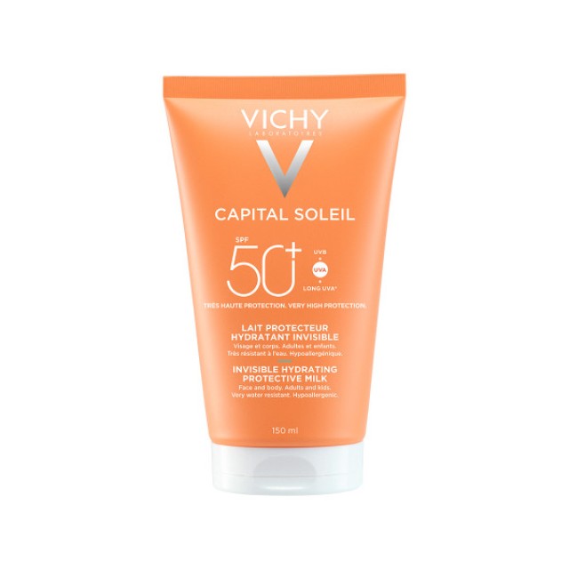 Vichy Capital Soleil Invisible Hydrating Protective Milk SPF50+ 150ml (Αόρατο Ενυδατικό Αντηλιακό Γαλάκτωμα για Σώμα & Πρόσωπο)