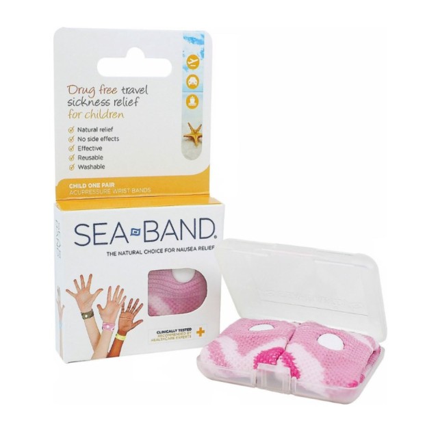 Sea Band Child Wrist Band Pink 2τεμ (Παιδικά Περικάρπια Κατά της Ναυτίας Ροζ)