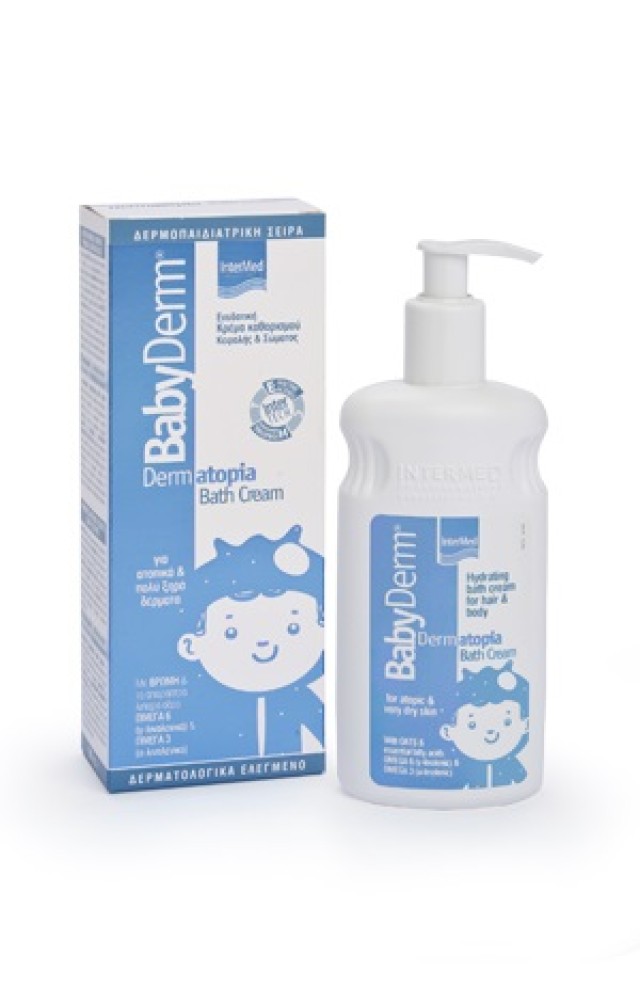Intermed Babyderm Dermatopia Bath Cream 300ml (Ενυδατική Κρέμα Καθαρισμού Κεφαλής & Σώματος για Ατοπικά & Πολύ Ξηρά Δέρματα)