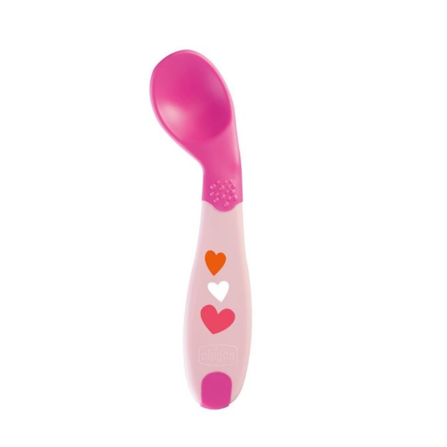 Chicco Babys First Spoon Pink 16100-10 8m+ (Κουτάλι Σιλικόνης Αρχής Ροζ 8m+)