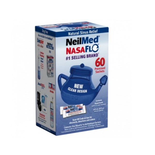 Neilmed Nasaflo Netipot 60 Premixed Sachets (Φυσική Θεραπευτική Ανακούφιση Των Ρινικών Παθήσεων με 6