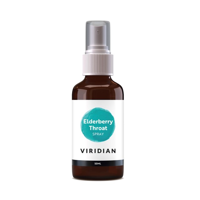 Viridian Organic Elderberry Throat Spray 50ml (Σπρέι Λαιμού για Άμεση Ανακούφιση από τον Πονόλαιμο & τον Ξηρό Βήχα)