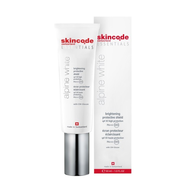 Skincode Essentials Alpine White Brightening Protective Shield SPF50/PA+++ 30ml (Λευκαντικό Αντηλιακό Προσώπου Κατά των Πανάδων)