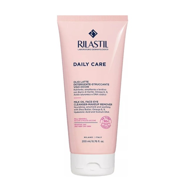 Rilastil Daily Care Milk Oil 200ml (Απαλό Γαλάκτωμα Καθαρισμού-Ντεμακιγιάζ για Πρόσωπο, Μάτια & Λαιμό)
