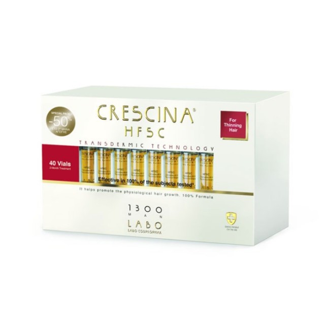 Crescina Transdermic HFSC Man 1300 40x3,5ml (Αγωγή για Άνδρες με Αραίωση Μαλλιών σε Προχωρημένο Στάδιο)