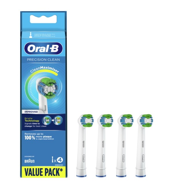 Oral-B Precision Clean Brush Heads 4τεμ (Ανταλλακτικές Κεφαλές για Ηλεκτρική Οδοντόβουρτσα)