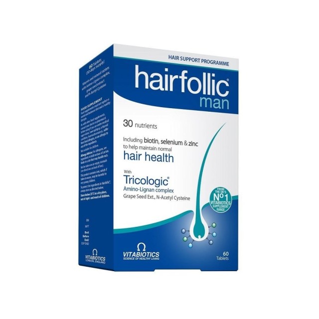 Vitabiotics Hairfollic Man 60caps (Συμπλήρωμα Διατροφής για την Υγεία των Μαλλιών του Άνδρα)