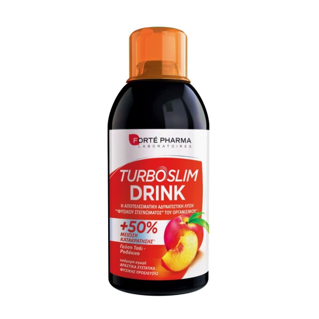 Forte Pharma Turboslim Peach 500ml (Συμπλήρωμα Διατροφής για Μείωση της Κατακράτησης Υγρών με Γεύση Ροδάκινο)