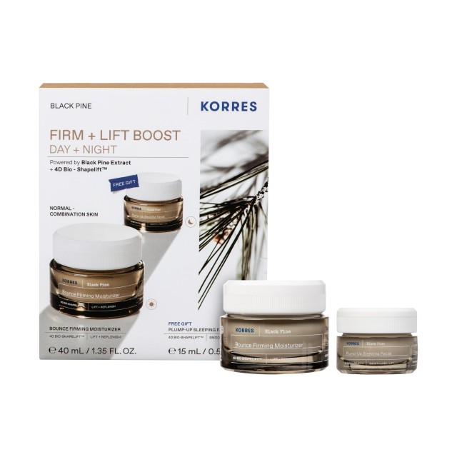 Korres SET Black Pine Bounce Firming Moisturizer 40ml & ΔΩΡΟ Black Pine Plump-Up Sleeping Facial 15ml (Αντιγηραντική Φροντίδα για Κανονική/Μικτή Επιδερμίδα)