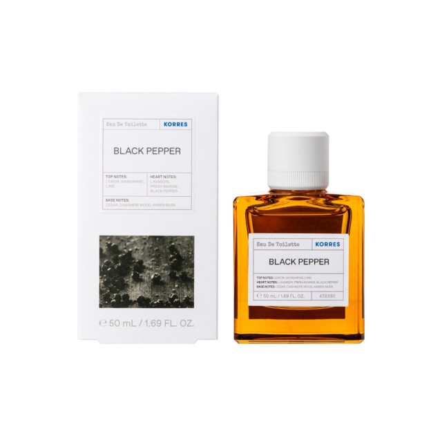 Korres Black Pepper Eau De Toilette 50ml (Ανδρικό Άρωμα με Νότες από Μαύρο Πιπέρι, Λεμόνι & Κέδρο)