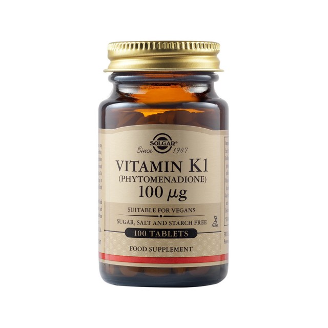 Solgar Vitamin K1 100μg 100tabs (Οστά - Κυκλοφορικό - Αρθρώσεις)