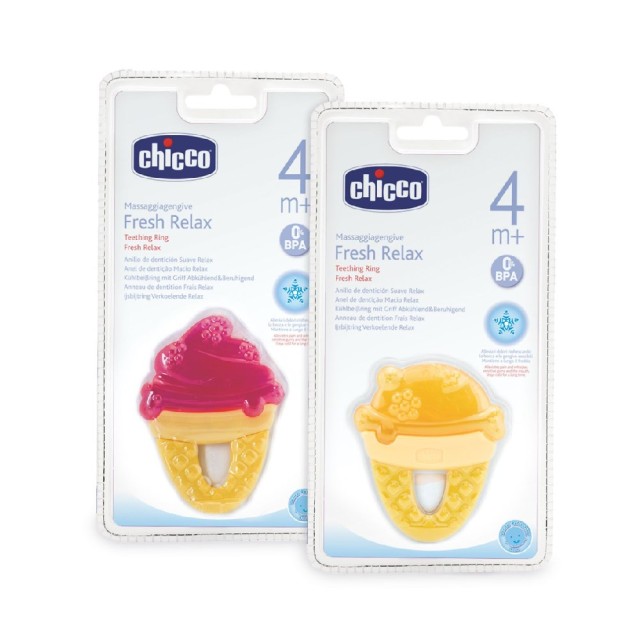 Chicco Fresh Relax Teething Ring 4m+ (Δροσιστικός Κρίκος Οδοντοφυΐας Παγωτό 4m+)