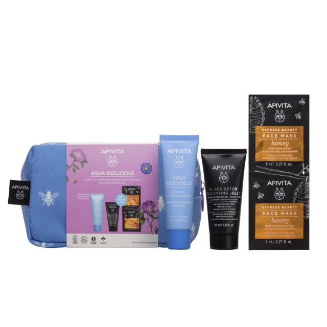 Apivita SET Aqua Beelicious Oil Free Hydrating Cream 40ml & ΔΩΡΟ Black Detox Cleansing Gel 50ml & Express Beauty Face Mask Honey 2x8ml (ΣΕΤ για Ενυδάτωση & Φρεσκάδα)