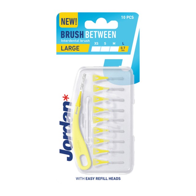 Jordan Brush Between Interdental Large 0.7mm 10τεμ (Μεσοδόντια Βουρτσάκια με Ανταλλακτικές Κεφαλές)