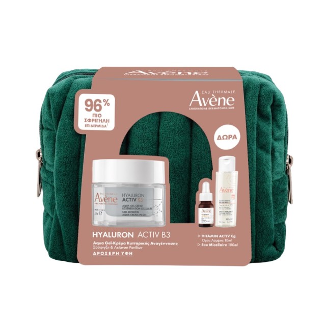Avene SET Hyaluron Activ B3 Cell Renewal Aqua Cream-in-Gel 50ml & ΔΩΡΟ Vitamin Activ Cg Radiance Corrector Serum 10ml & Makeup Removing Micellar Water 100ml (Πρωτόκολλο Ρουτίνας για Σύσφιγξη & Λάμψη)