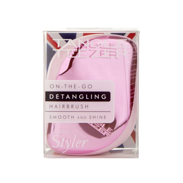 Tangle Teezer Compact Styler On The Go Detangling Hairbrush Baby Pink Chrome (Βούρτσα Μικρού Μεγέθους Ροζ)