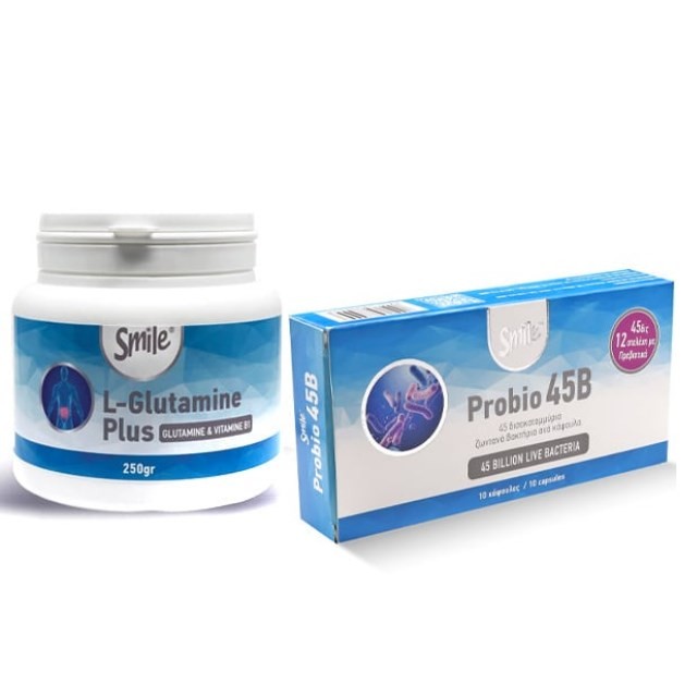 AM Health SET Smile L-Glutamine Plus 250gr & GIFT Probio 45B 2x10caps