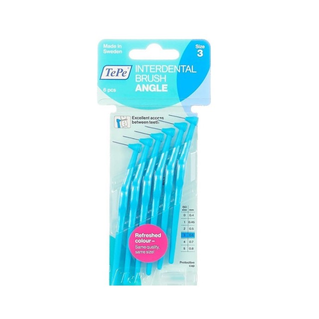 TePe Angle Interdental Brushes 0.60mm 6τεμ (Μεσοδόντια Βουρτσάκια με Κεκλιμένη Κεφαλή Μπλε 0.60mm)