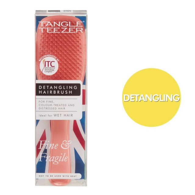 Tangle Teezer The Wet Detangler Fine & Fragile Hairbrush Cinnamon (Βούρτσα για Λεπτά & Εύθραυστα Μαλλιά Σομόν)