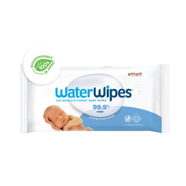 WaterWipes Biodegradable Original Baby Wipes 60τεμ (Βιοδιασπώμενα Άοσμα Μωρομάντηλα)